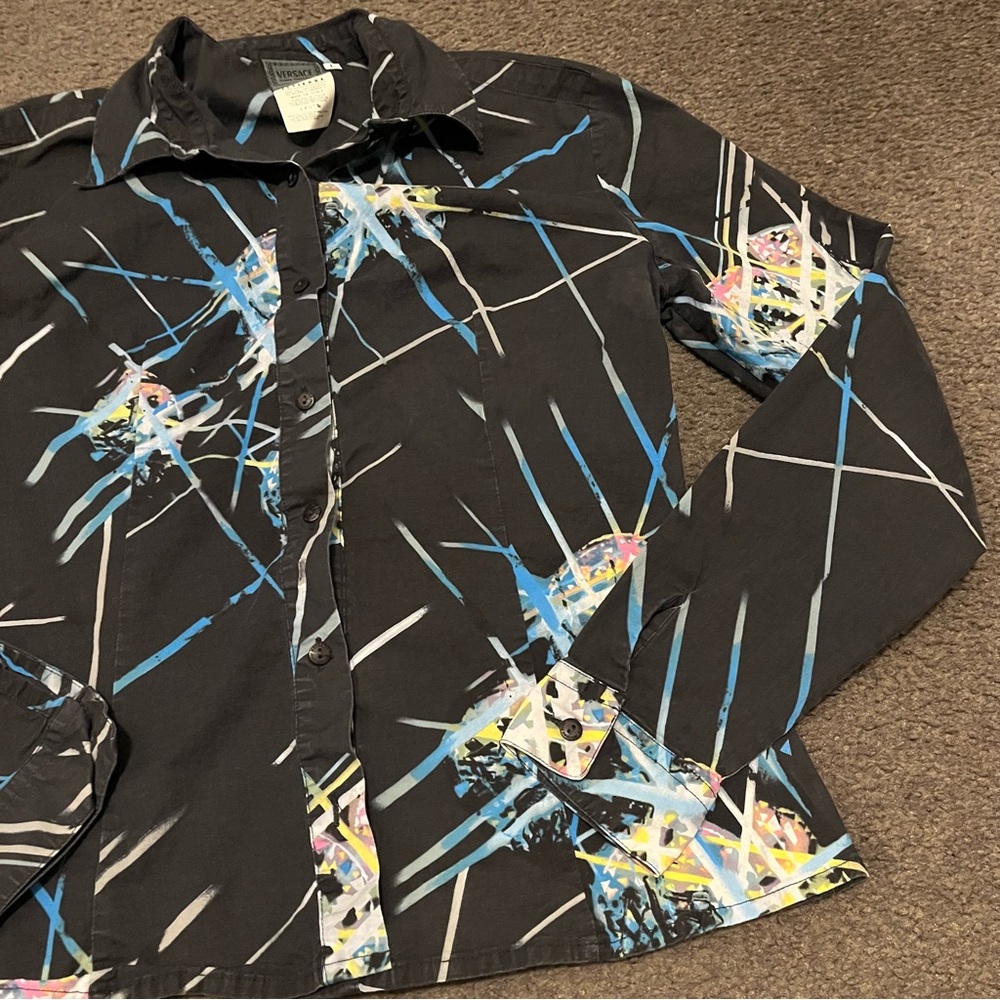 Vintage Y2K Versace Jeans Disco Ball Button Up Shirt - Picture 7 of 8
